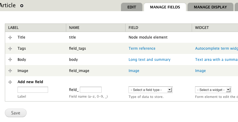 manage fields D7
